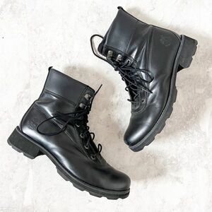 Timberland vintage Leather Lace-up Mid Calf Heel Boots 9 Streetwear Prairie